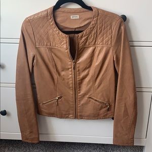 Tan Faux Leather Jacket